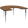 image:imageFlash Furniture 60W x 66L Horseshoe Grey Thermal Laminate Activity Table  Standard Height Adjustable LegsOak