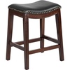image:imageFlash Furniture Alphus 26 High Backless Cappuccino Wood Counter Height Stool with Black LeatherSoft Saddle SeatCappuccino