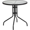 image:imageFlash Furniture Barker 28 Round Tempered Glass Metal Table with Gray Rattan EdgingClearBlack Rattan