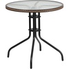 image:imageFlash Furniture Barker 28 Round Tempered Glass Metal Table with Gray Rattan EdgingClearDark Brown Rattan