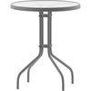 image:imageFlash Furniture Bellamy 2375 Round IndoorOutdoor Tempered Glass Metal Frame Side TableClear TopSilver Frame