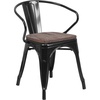 image:imageFlash Furniture BlackAntique Gold Metal Chair with Wood Seat and ArmsBlack