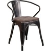image:imageFlash Furniture BlackAntique Gold Metal Chair with Wood Seat and ArmsBlackantique Gold
