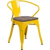 image:imageFlash Furniture BlackAntique Gold Metal Chair with Wood Seat and ArmsYellow