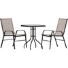 image:imageFlash Furniture Brazos 5 Piece Outdoor Patio Dining Set  4 Gray Flex Comfort Stack Chairs  315 Square Tempered Glass Patio TableBrown