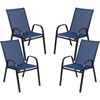 image:imageFlash Furniture Brazos Series Outdoor Stackable Patio Chairs with Flex Comfort Material Stacking Outdoor Modern Sling Patio Chairs Set of 5 BlackNavy