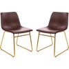image:imageFlash Furniture Butler 18 LeatherSoft Dining Table Height Chairs MidCentury Modern Bucket Style Dining Chairs Set of 2 Light BrownBlackDark Brown LeathersoftGold Frame