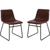 image:imageFlash Furniture Butler 18 LeatherSoft Dining Table Height Chairs MidCentury Modern Bucket Style Dining Chairs Set of 2 Light BrownBlackDark Brown LeathersoftBlack Frame