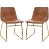 image:imageFlash Furniture Butler 18 LeatherSoft Dining Table Height Chairs MidCentury Modern Bucket Style Dining Chairs Set of 2 Light BrownGold