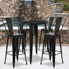 image:imageFlash Furniture Callum Commercial Grade 30 Round Black Metal IndoorOutdoor Bar Table Set with 4 Cafe StoolsBlack