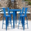 image:imageFlash Furniture Callum Commercial Grade 30 Round Black Metal IndoorOutdoor Bar Table Set with 4 Cafe StoolsBlue