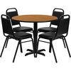 image:imageFlash Furniture Carlton 36 Round Natural Laminate Table Set with XBase and 4 Black Trapezoidal Back Banquet ChairsNatural TopBlack Vinyl Seat
