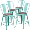 image:imageFlash Furniture Carly 24 High Mint Green Metal Counter Height Stool with Back and Wood Seat4