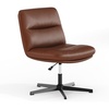 image:imageFlash Furniture Chloe Commercial MidBack Swivel Office Chair Wide Design Padded LeatherSoft Adjustable Height Ergonomic MidRise Back Armless CognacBlackCognac LeathersoftBlack Frame
