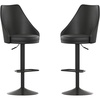 image:imageFlash Furniture Chrishelle Set of 2 Commercial Adjustable Height Bar Stools  Brown LeatherSoft Tufted Upholstery  Pedestal Base  Integrated FootringBlack