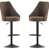 image:imageFlash Furniture Chrishelle Set of 2 Commercial Adjustable Height Bar Stools  Brown LeatherSoft Tufted Upholstery  Pedestal Base  Integrated FootringBrown