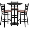 image:imageFlash Furniture Clark 30 Round Black Laminate Table Set with 3 Ladder Back Metal Barstools  Cherry Wood Seat