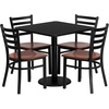 image:imageFlash Furniture Clark 30 Square Black Laminate Table Set with 4 Ladder Back Metal Chairs  Cherry Wood Seat