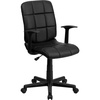 image:imageFlash Furniture Clayton MidBack Black Quilted Vinyl Swivel Task Office Chair with ArmsBlack