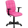 image:imageFlash Furniture Clayton MidBack Black Quilted Vinyl Swivel Task Office Chair with ArmsPink