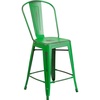 image:imageFlash Furniture Commercial Grade 24 High Black Metal IndoorOutdoor Counter Height Stool with Removable BackGreen