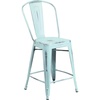 image:imageFlash Furniture Commercial Grade 24 High Black Metal IndoorOutdoor Counter Height Stool with Removable BackGreenblue