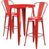 image:imageFlash Furniture Commercial Grade 30 Round Red Metal IndoorOutdoor Bar Table Set with 2 Cafe StoolsRed