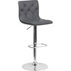 image:imageFlash Furniture Contemporary Button Tufted White Vinyl Adjustable Height Barstool with Chrome BaseGrey