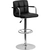image:imageFlash Furniture Contemporary Gray Quilted Vinyl Adjustable Height Barstool with Arms and Chrome BaseBlack