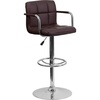 image:imageFlash Furniture Contemporary Gray Quilted Vinyl Adjustable Height Barstool with Arms and Chrome BaseBrown