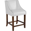 image:imageFlash Furniture Contemporary Red Vinyl Adjustable Height Barstool with Solid Wave Seat and Chrome BaseWhite Leathersoft