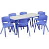 image:imageFlash Furniture Emmy Adjustable Classroom Activity Table with 6 Stackable Chairs Rectangular Plastic Activity Table for Kids 23625 W x 4725 L RedGrayBlue