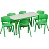 image:imageFlash Furniture Emmy Adjustable Classroom Activity Table with 6 Stackable Chairs Rectangular Plastic Activity Table for Kids 23625 W x 4725 L RedGrayGreen
