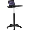 image:imageFlash Furniture Eve Sit to Stand Mobile Laptop DeskSpeakers Lectern with Wheels Modern HeightAdjustable Portable Standing Computer Desk BlackBlack