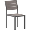 image:imageFlash Furniture Finch Commercial Grade Armless Patio Chair Stackable Side Chair with Faux Teak Poly Slats and Metal Frame NaturalGrayGrey