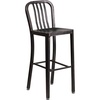 image:imageFlash Furniture Gael 30 Commercial Metal Barstools with Footrest Vertical Slat Back Bar Height Stools for Restaurants and Kitchens Set of 2 SilverBlackantique Gold