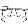 image:imageFlash Furniture Glass LShape Computer Desk with Silver Metal FrameBlack TopBlack Frame