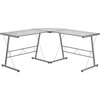 image:imageFlash Furniture Glass LShape Computer Desk with Silver Metal FrameClearSilver