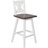 image:imageFlash Furniture Gwendolyn Commercial Grade Modern Farmhouse Barstool  Gray Wash Walnut Solid Wood Frame  Bar Height  360 Swivel Seat  Integrated FootrestAntique White Wash FrameGray Wash Seat