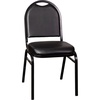 image:imageFlash Furniture HERCULES Commercial Grade 500 LB Capacity Dome Back Stack Chair  Black Vinyl Upholstery  Black Metal Frame  BuiltIn HandleBlack VinylBlack Frame