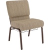 image:imageFlash Furniture HERCULES Series 21W Church Chair in Navy Blue Fabric with Cup Book Rack  Silver Vein FrameBeige FabricCopper Vein Frame
