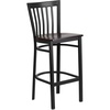 image:imageFlash Furniture HERCULES Series Black School House Back Metal Restaurant Barstool  Black Vinyl Seat Pack of 1Walnut Wood SeatBlack Metal Frame
