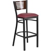 image:imageFlash Furniture HERCULES Series Black Slat Back Metal Restaurant Barstool  Walnut Wood Back amp Seat Pack of 1Walnut Wood BackBurgundy Vinyl SeatBlack Metal Frame
