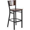 Walnut Wood Back/Walnut Wood Seat/Black Metal Frame