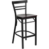image:imageFlash Furniture HERCULES Series Black TwoSlat Ladder Back Metal Restaurant Barstool  Black Vinyl Seatbrown