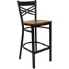 image:imageFlash Furniture HERCULES Series Black X Back Metal Restaurant Barstool  Black Vinyl SeatCherry Wood SeatBlack Metal Frame