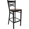 image:imageFlash Furniture HERCULES Series Black X Back Metal Restaurant Barstool  Black Vinyl SeatMahogany Wood SeatBlack Metal Frame