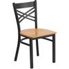 image:imageFlash Furniture HERCULES Series Black X Back Metal Restaurant Chair  Natural Wood SeatNatural Wood SeatBlack Metal Frame