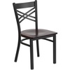 image:imageFlash Furniture HERCULES Series Black X Back Metal Restaurant Chair  Natural Wood SeatWalnut Wood SeatBlack Metal Frame