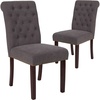 image:imageFlash Furniture HERCULES Series Brown LeatherSoft Parsons Chair with Rolled Back Accent Nail Trim and Walnut FinishDark Gray Fabric